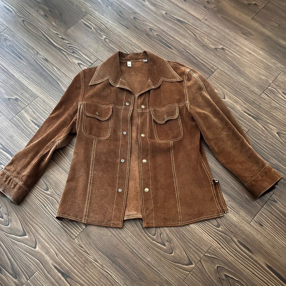 Vintage 1970s–80s Genuine Split Cowhide Leather Jacket – Size 38